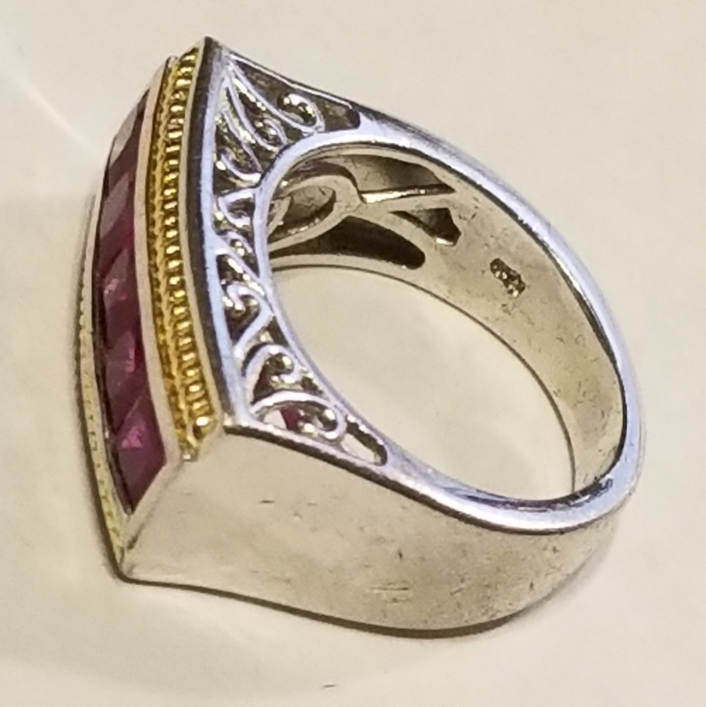 Vintage Lab Created Ruby Band Ring Unisex - image 3